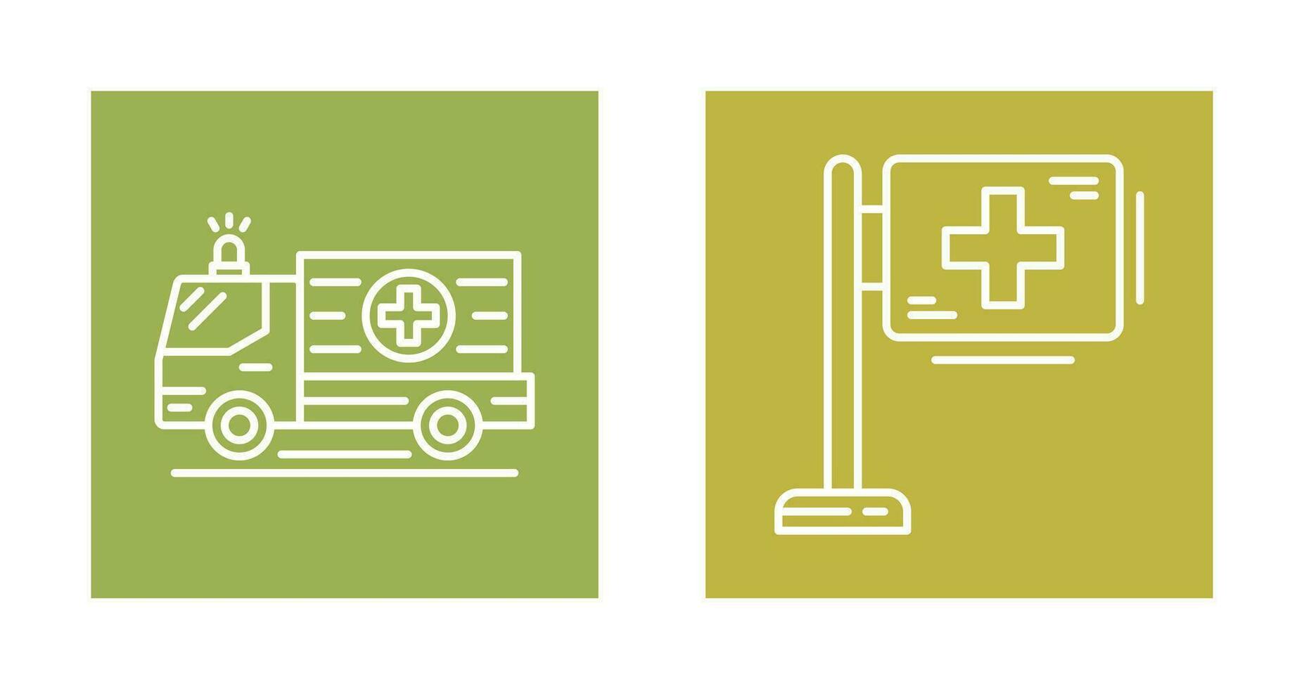 Ambulance and Hospital Sign Icon vector