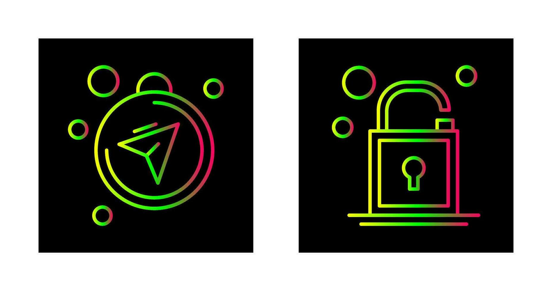 Compass and Open Lock Icon vector