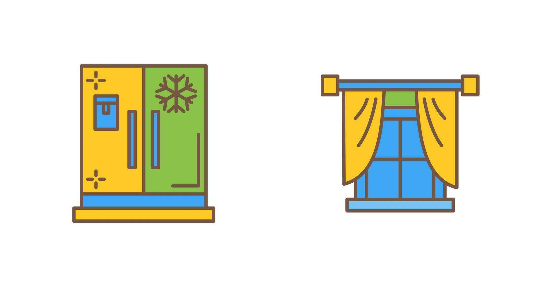 ventana y refrigerador icono vector