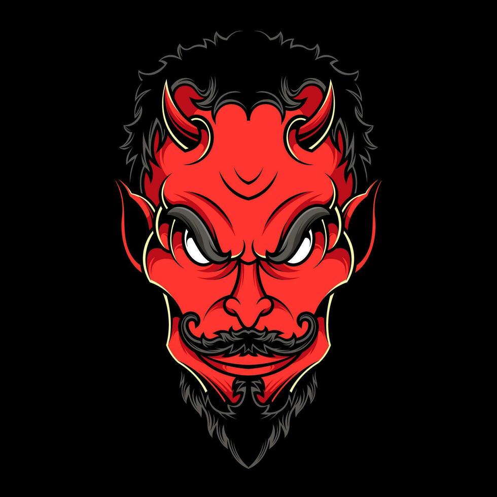 RED DEVIL HEAD ILLUSTRATION vector