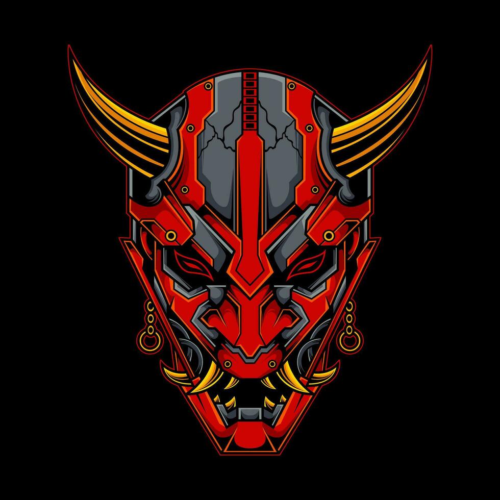 ONI MASK ROBOT ILLUSTRATION vector