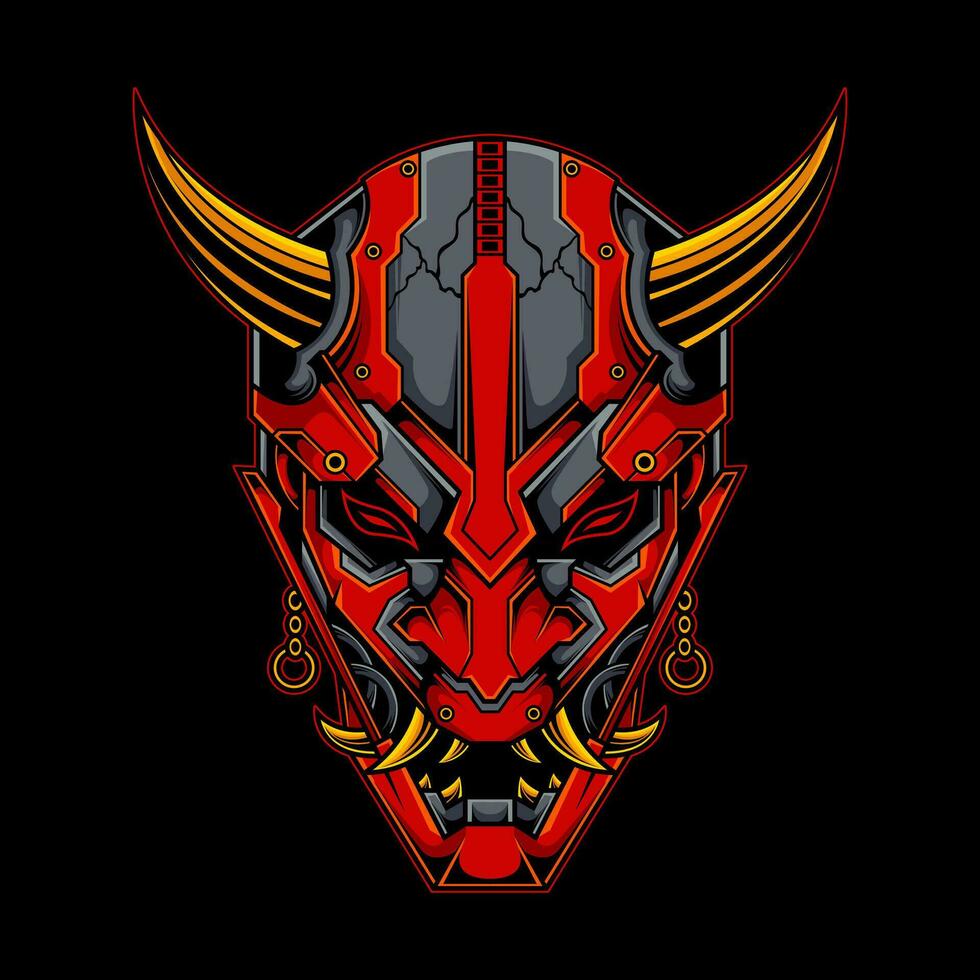 ONI MASK ROBOT ILLUSTRATION vector