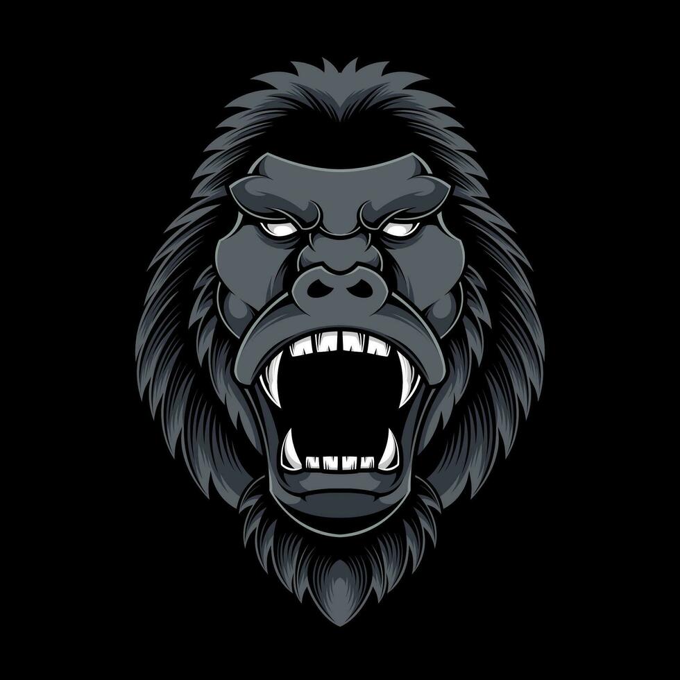 ANGRY GORILLA HEAD ILLUSTRATION vector