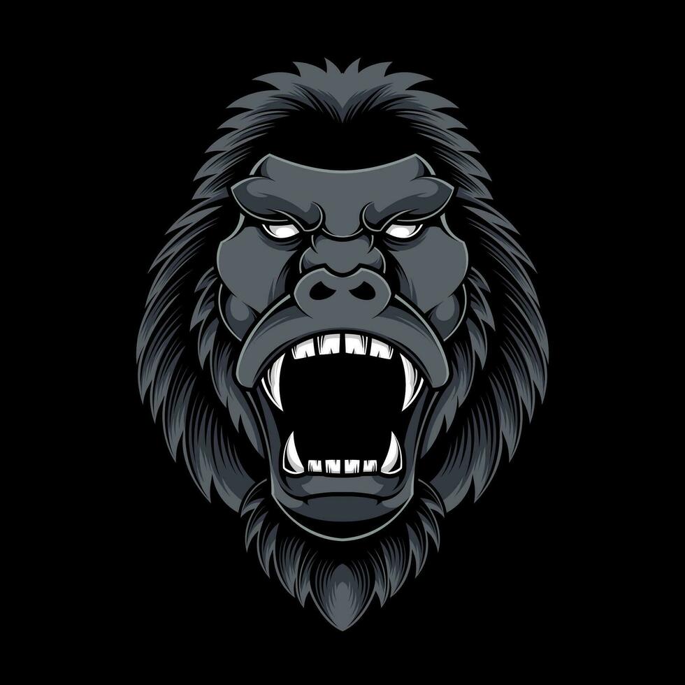 ANGRY GORILLA HEAD ILLUSTRATION vector