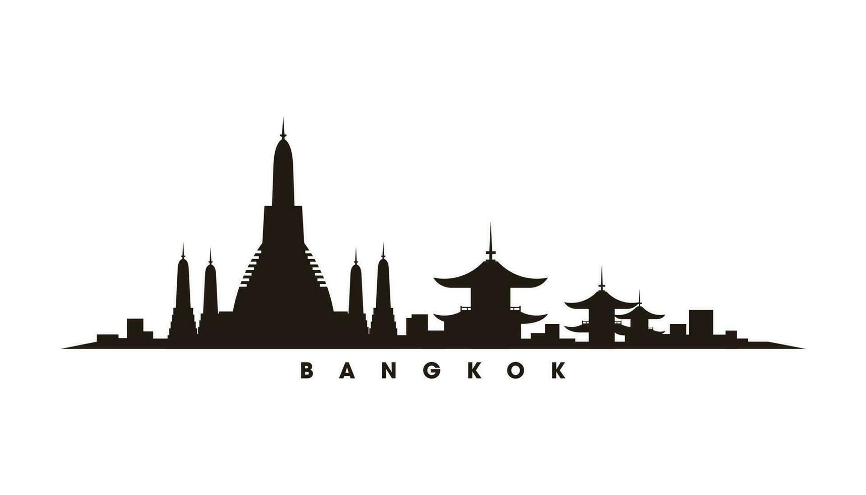 Bangkok skyline and landmarks silhouette vector