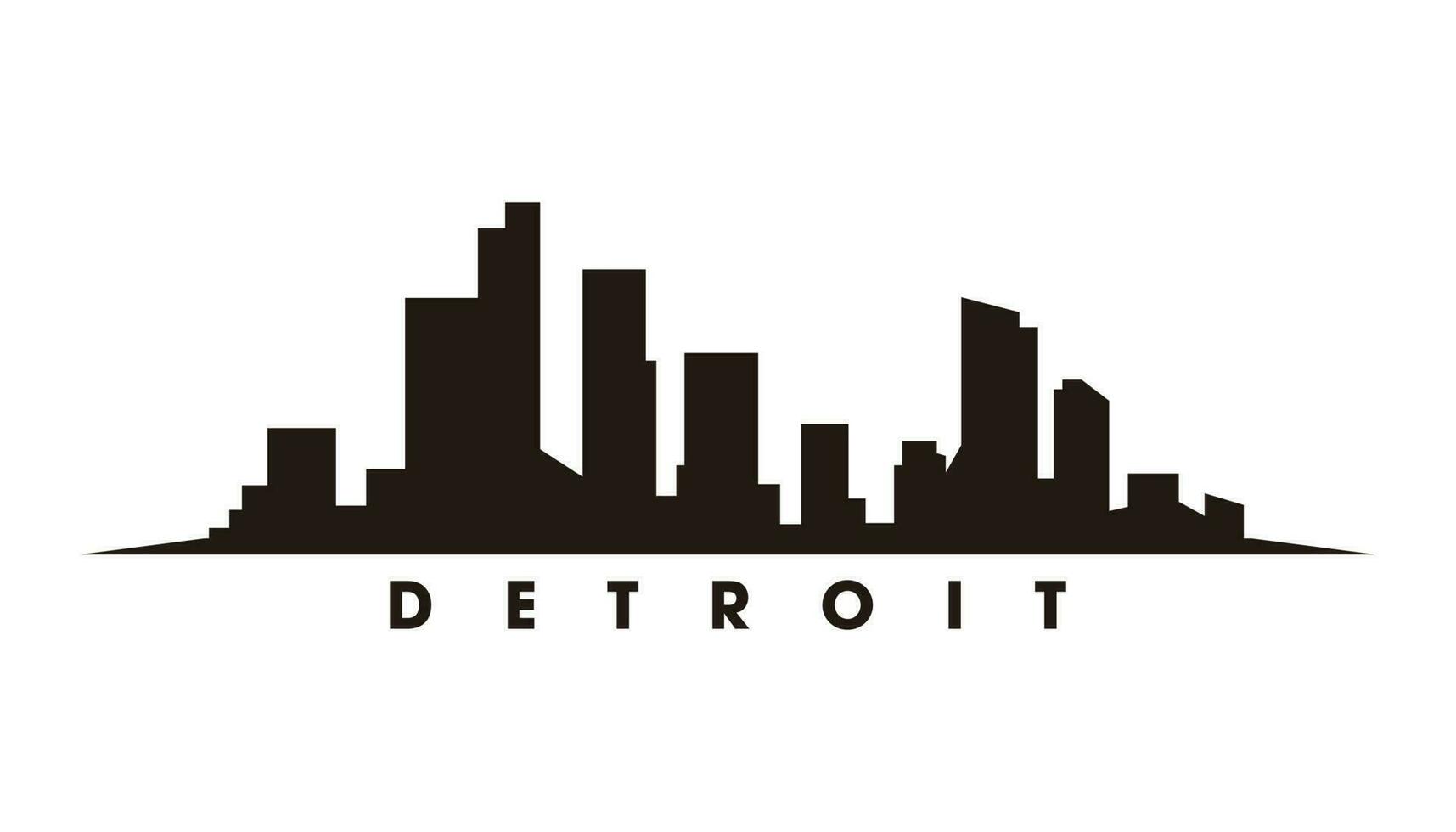 Detroit skyline and landmarks silhouette vector