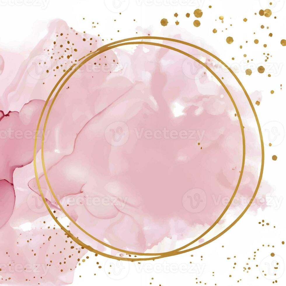 Pastel pink elegant alcohol ink design with gold glitter photo