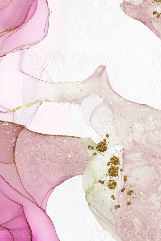 Pastel pink elegant alcohol ink design with gold glitter photo