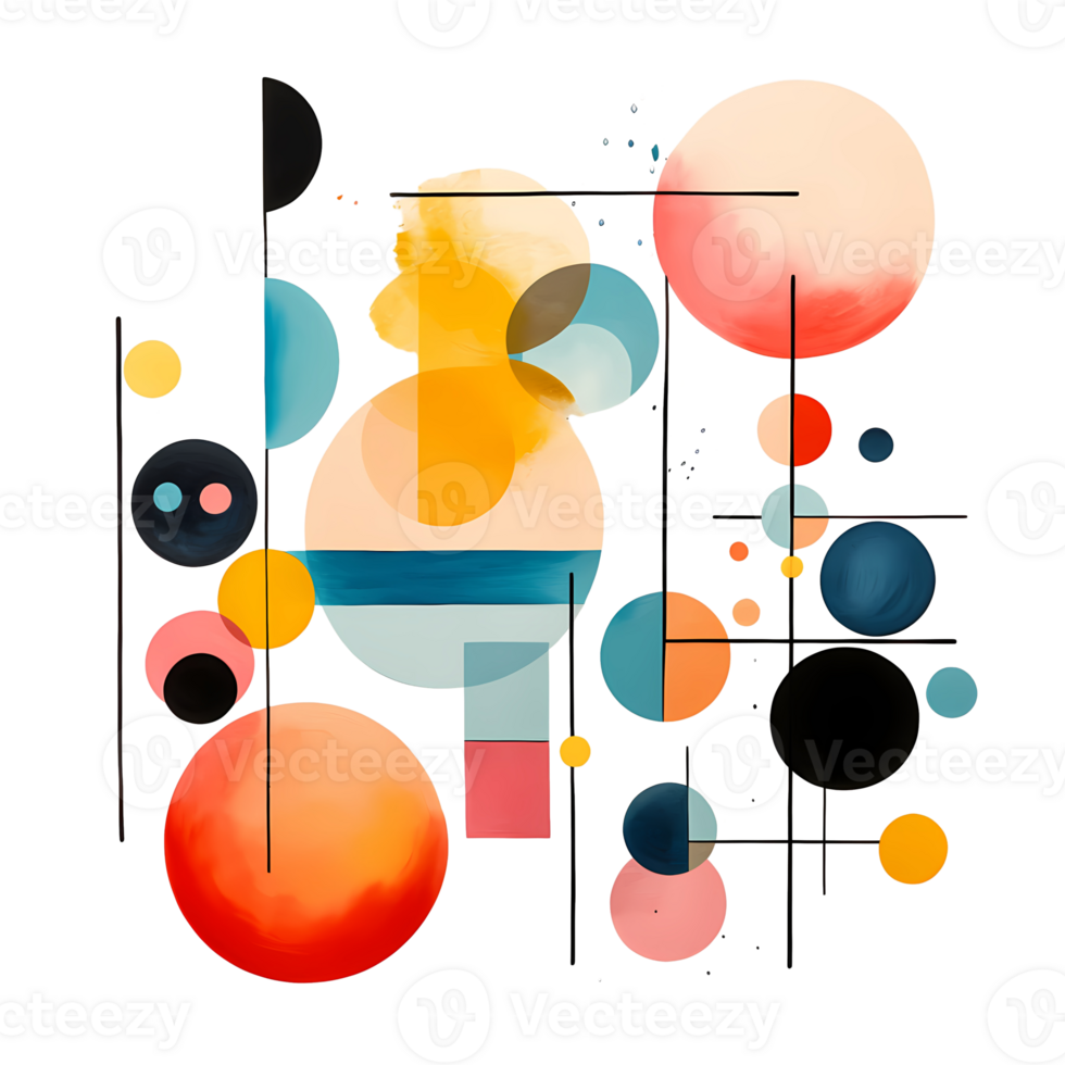 Ai generated abstract geometric shapes with circles and shapes on a transparent background png