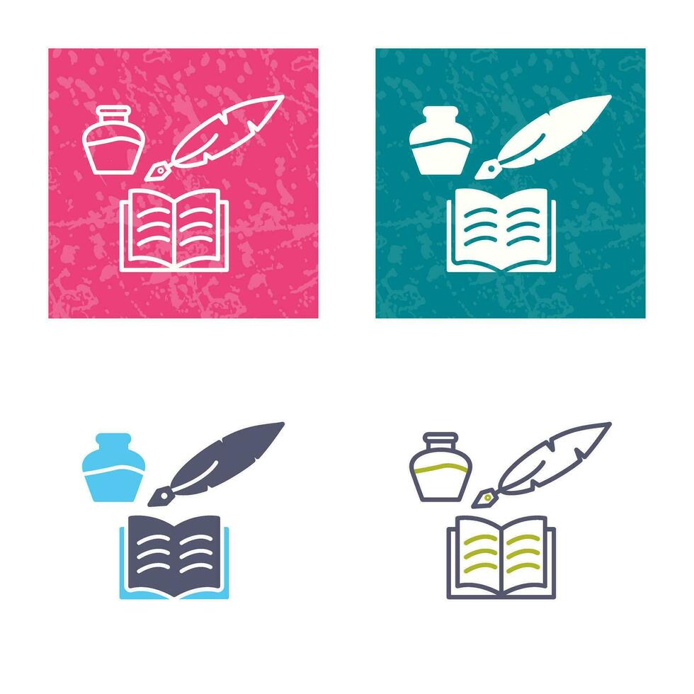 Unique Quill and Book Vector Icon