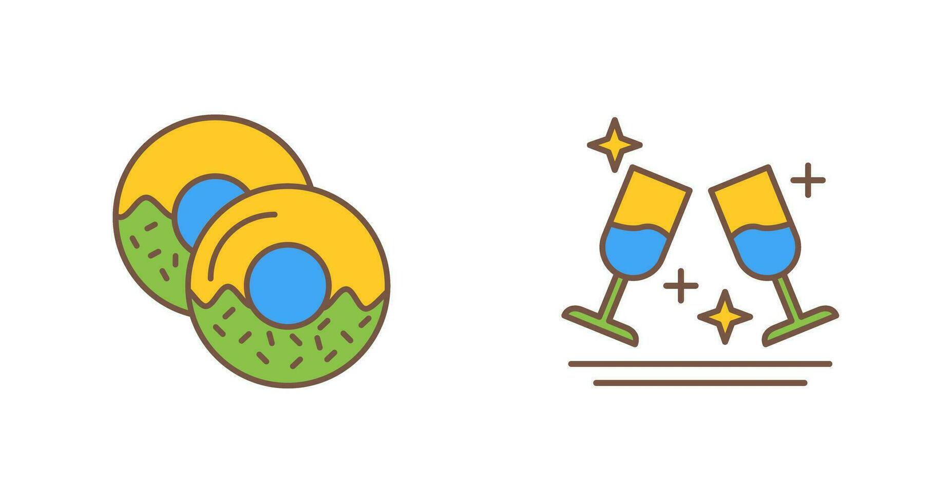 dos lentes romántico y rosquilla icono vector