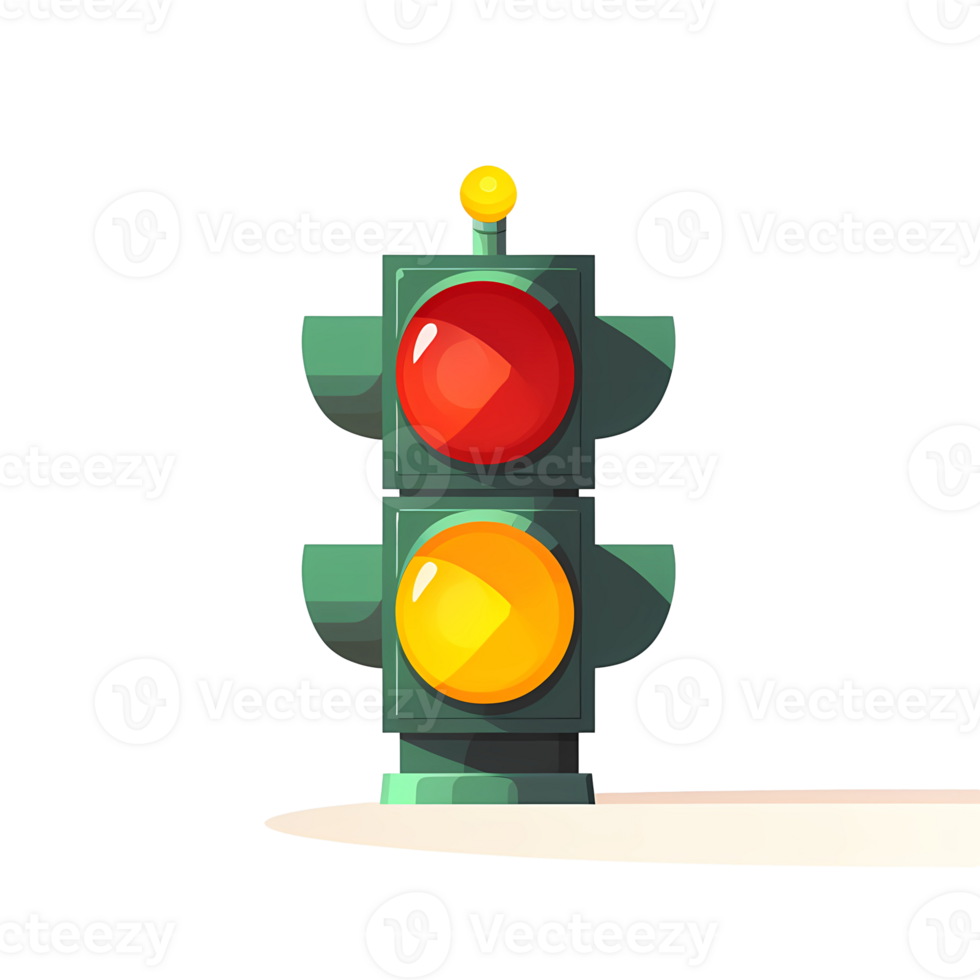 Ai generated traffic light icon, cartoon style, transparent background png