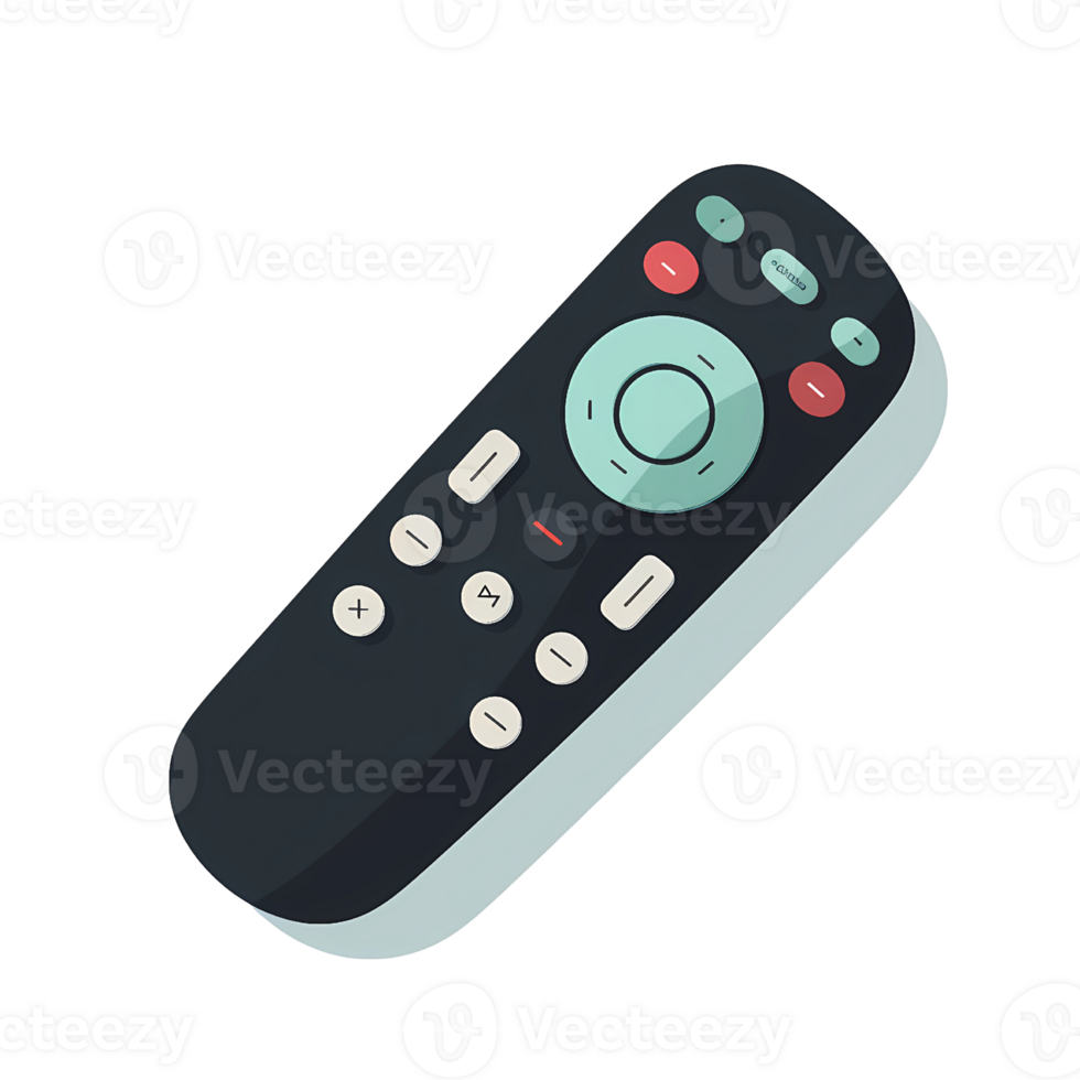 Ai generated tv remote control icon, flat style, isolated on transparent background png