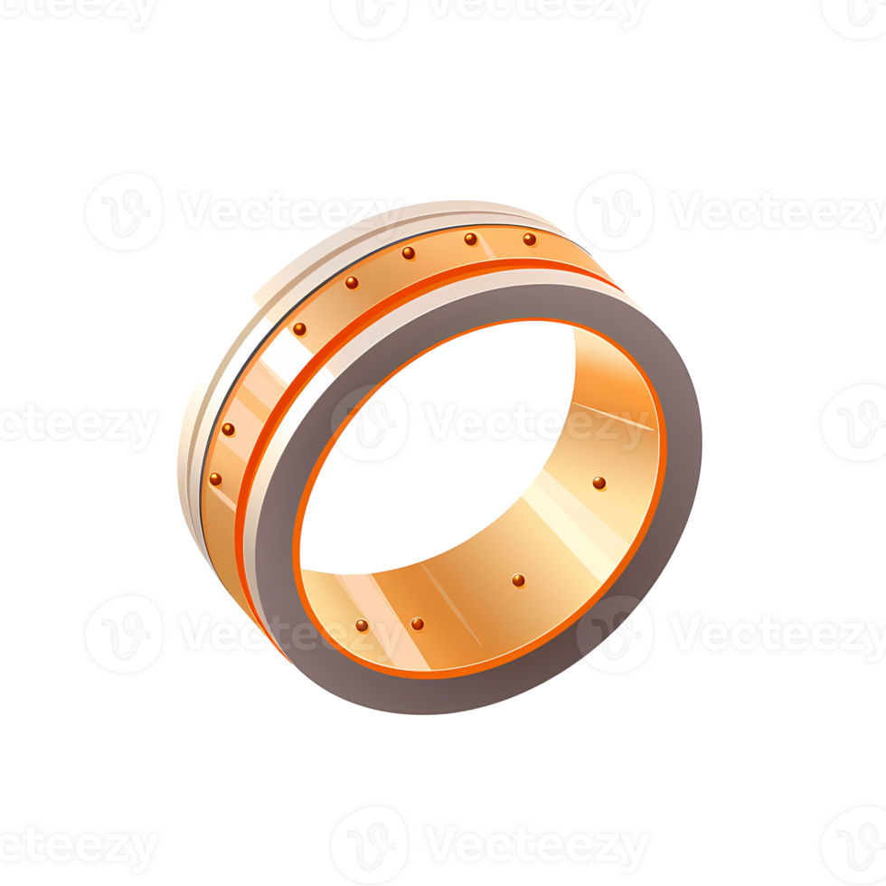 Ai generated illustration of a smart ring with a gold band and black dots png