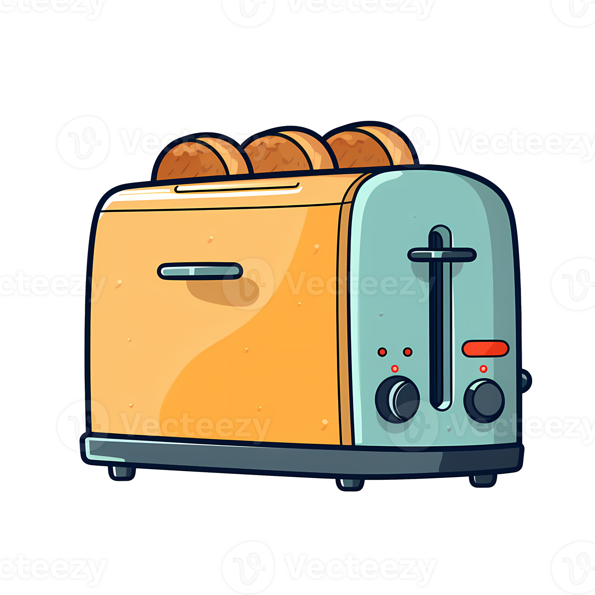 Ai generated toaster cartoon illustration, toaster icon, toaster