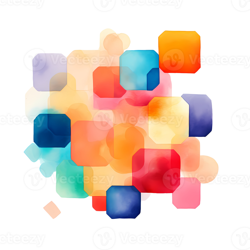 Ai generated abstract colorful squares on transparent background png