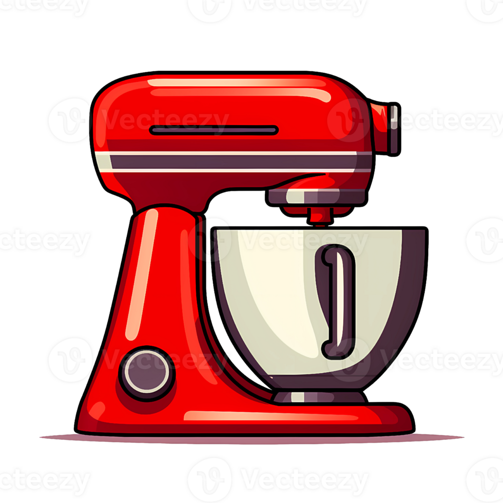 Ai generated red kitchen aid mixer on transparent background png