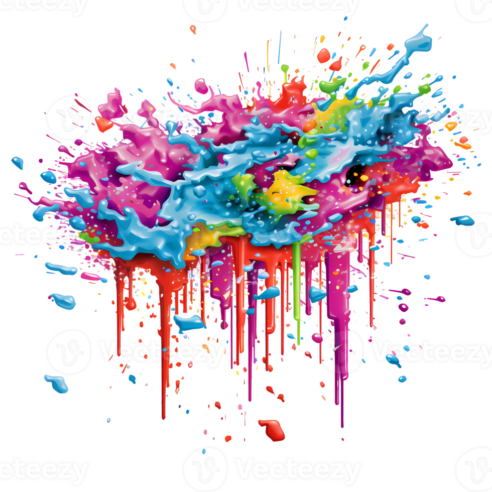 Ai Generated Colorful Paint Splashes On A Transparent Background Ai Generated Colorful Paint Splashes On A Transparent Background
