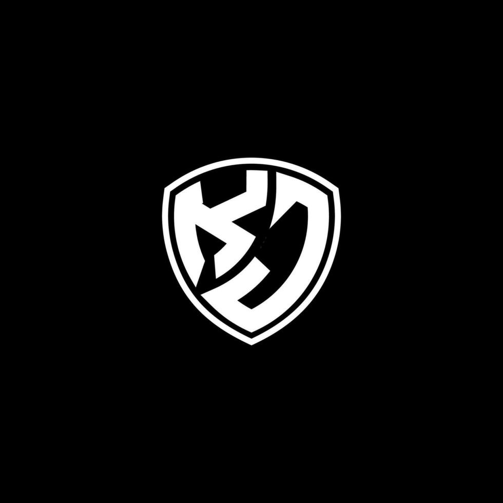 KJ Initial Letter in Modern concept Monogram Shield Logo vector