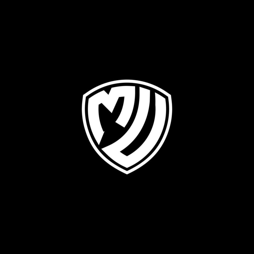 MU Initial Letter in Modern concept Monogram Shield Logo vector