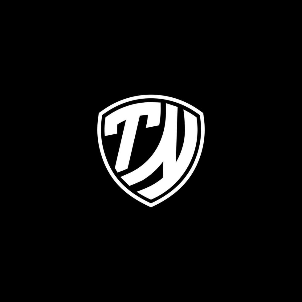 TN Initial Letter in Modern concept Monogram Shield Logo vector