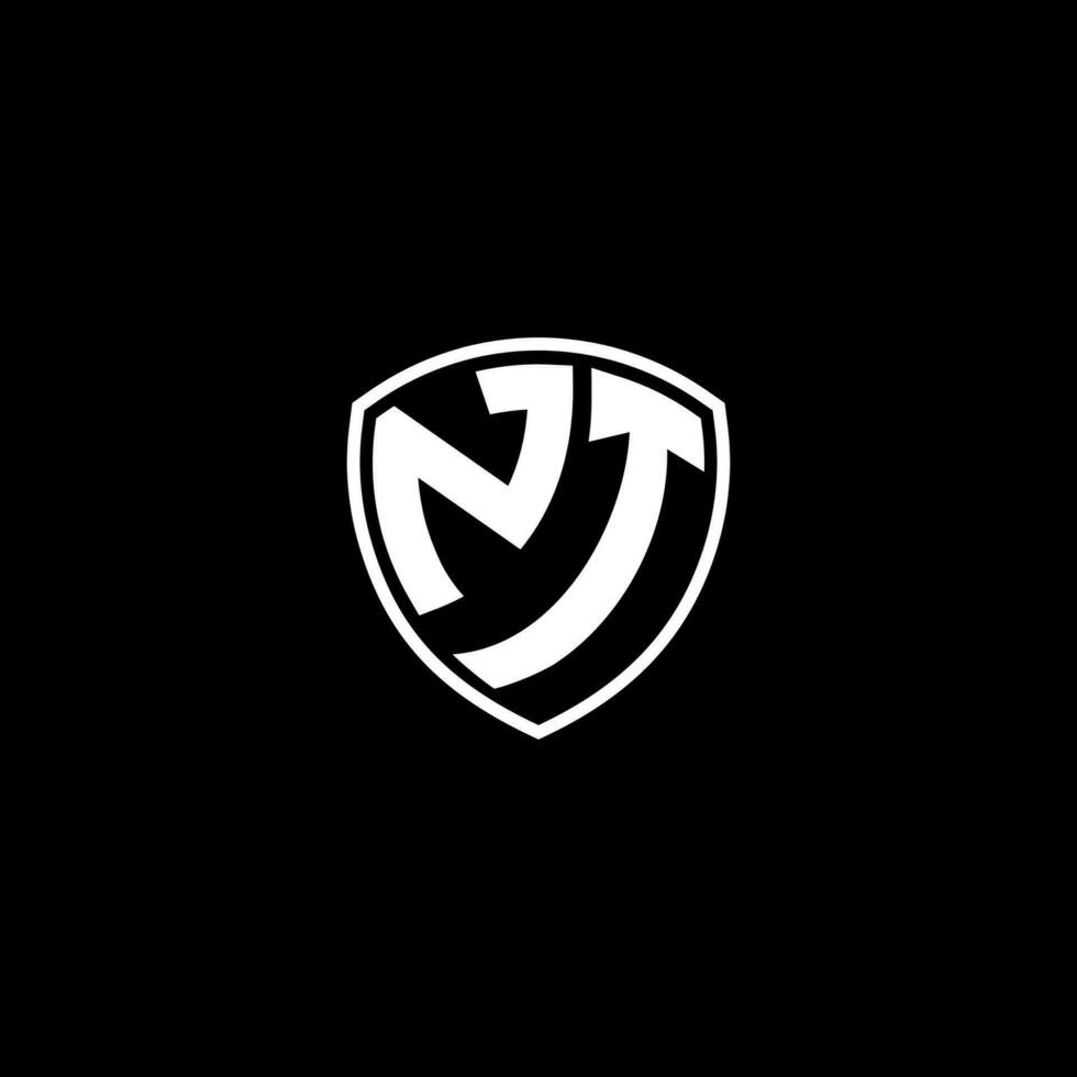 NT Initial Letter in Modern concept Monogram Shield Logo vector