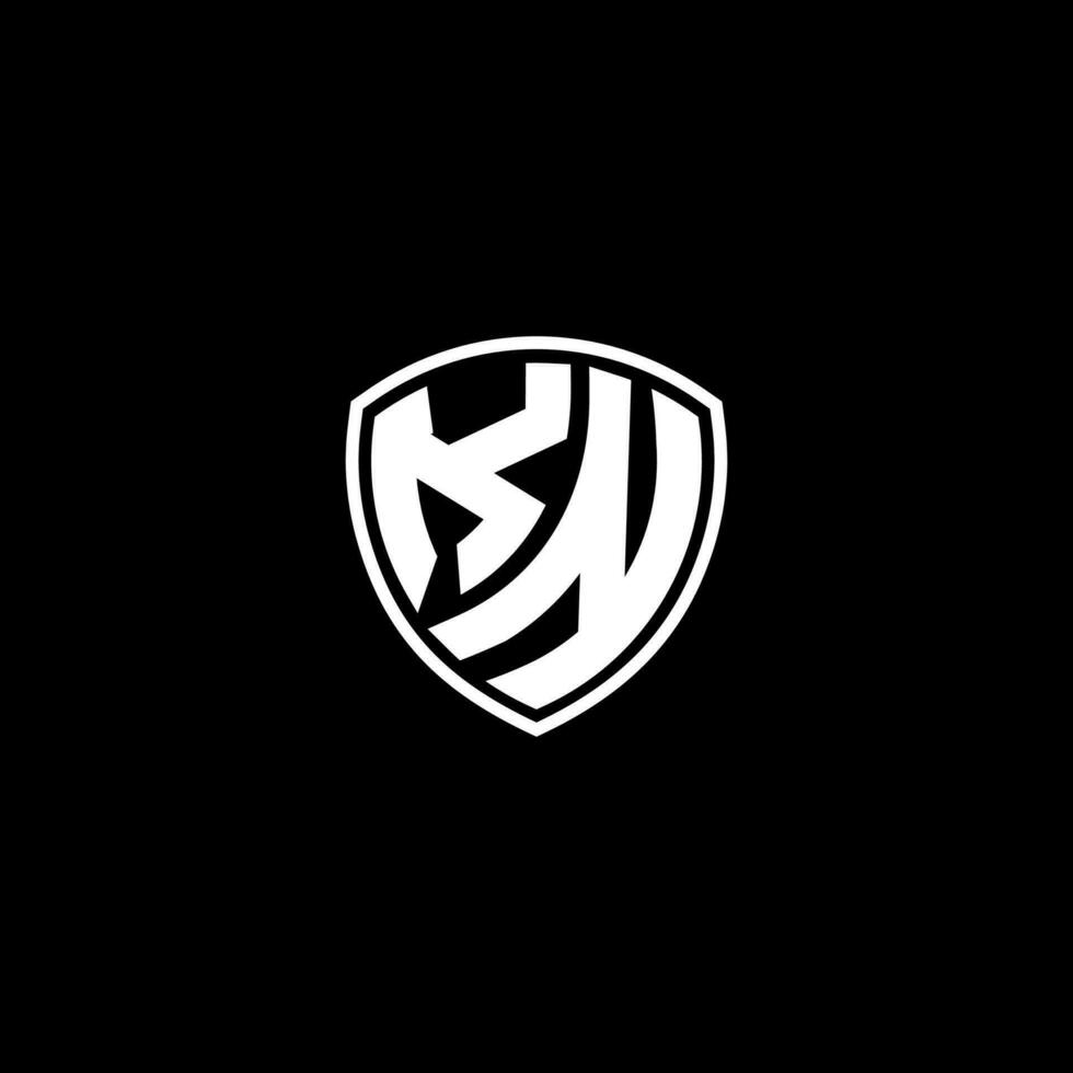 KN Initial Letter in Modern concept Monogram Shield Logo vector