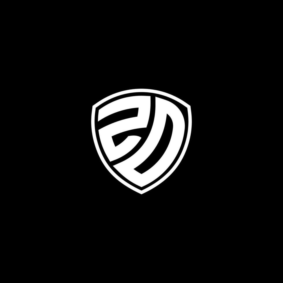 ZD Initial Letter in Modern concept Monogram Shield Logo vector
