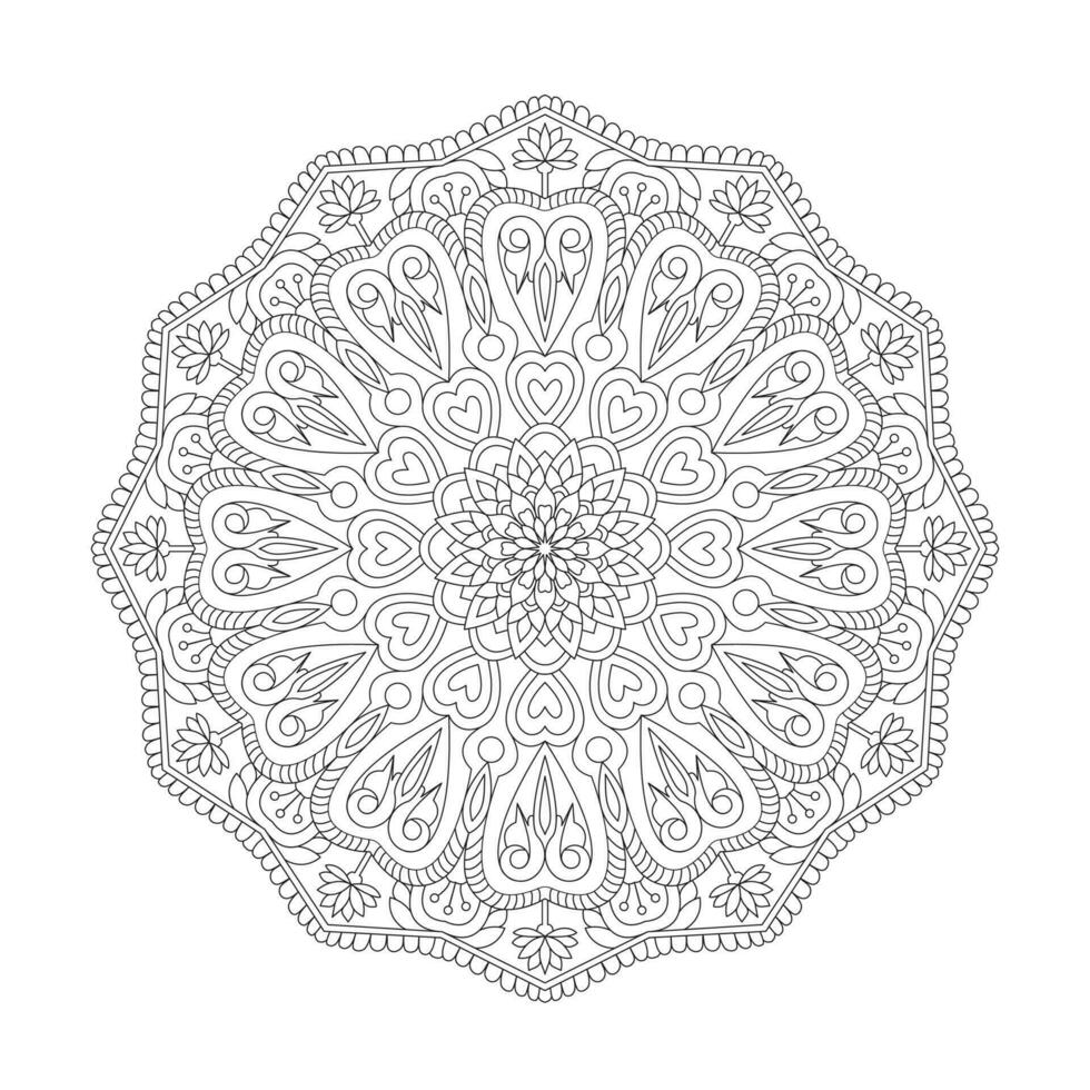 Blissful spheres adult mandala coloring book page for kdp book interior vector