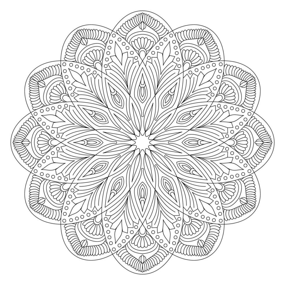Adult inner radiance mandala coloring book page for kdp book interior vector