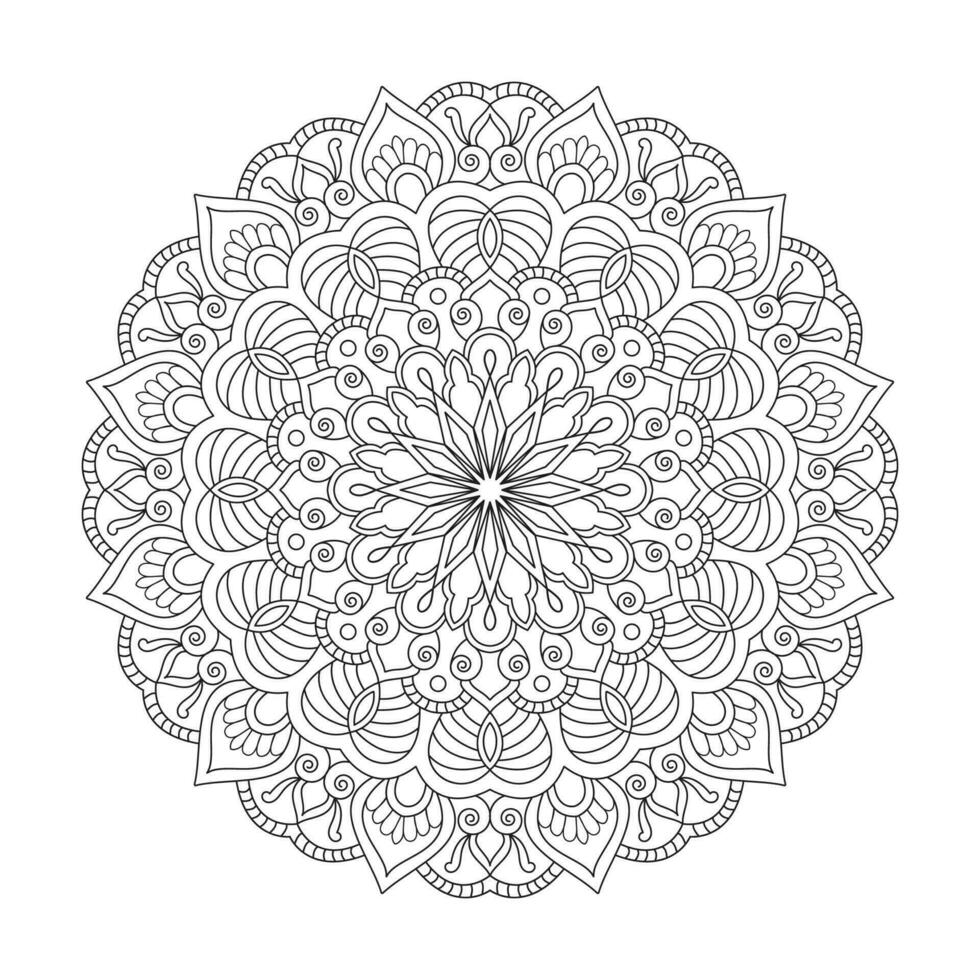 Harmony Wheels adult mandala coloring book page for kdp book interior vector