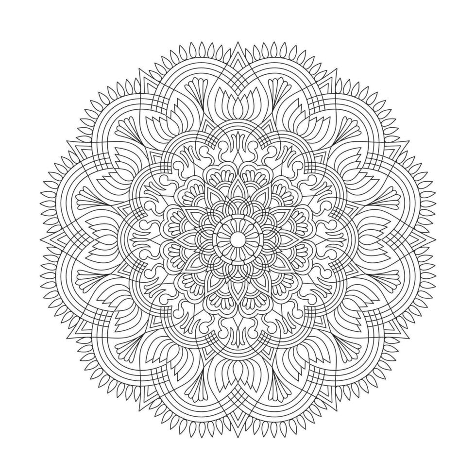 Adult serene meadows mandala coloring book page for kdp book interior vector