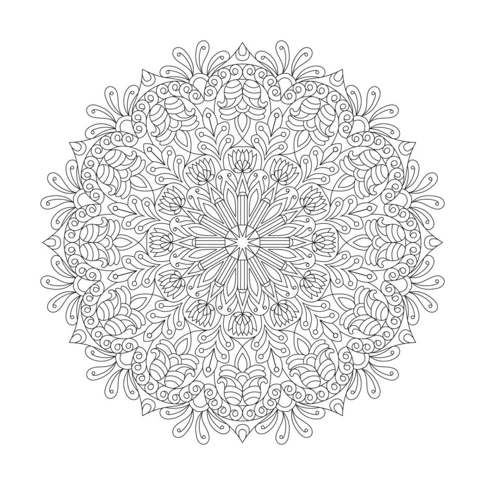 Mandala Celestial Dance coloring book page for kdp book interior vector