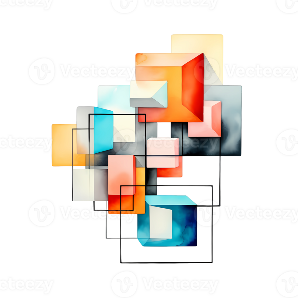 Ai generated abstract geometric shapes on transparent background png