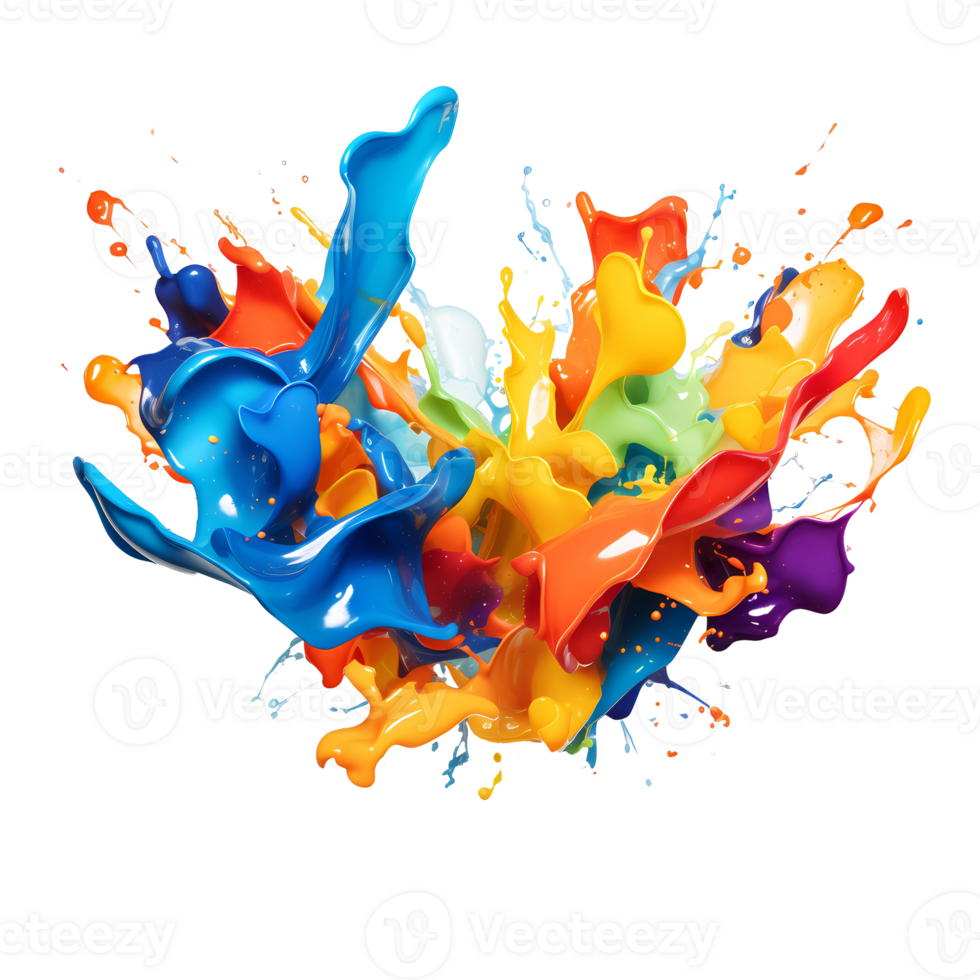 Ai generated colorful paint splash on transparent background png