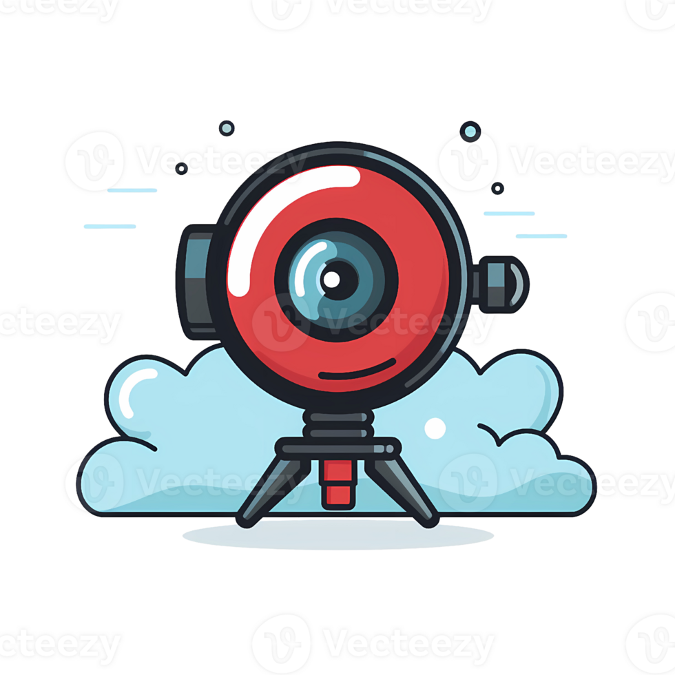 Ai generated webcam video surveillance icon, flat style, isolated on transparent background png