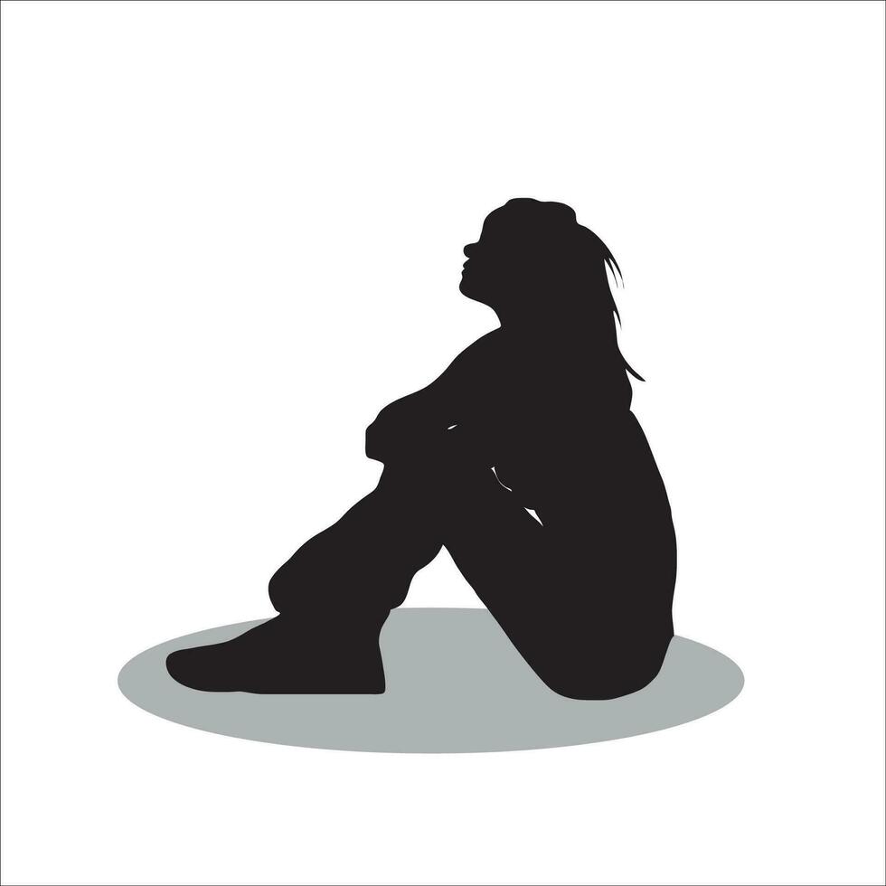 Women sitting silhouette vector