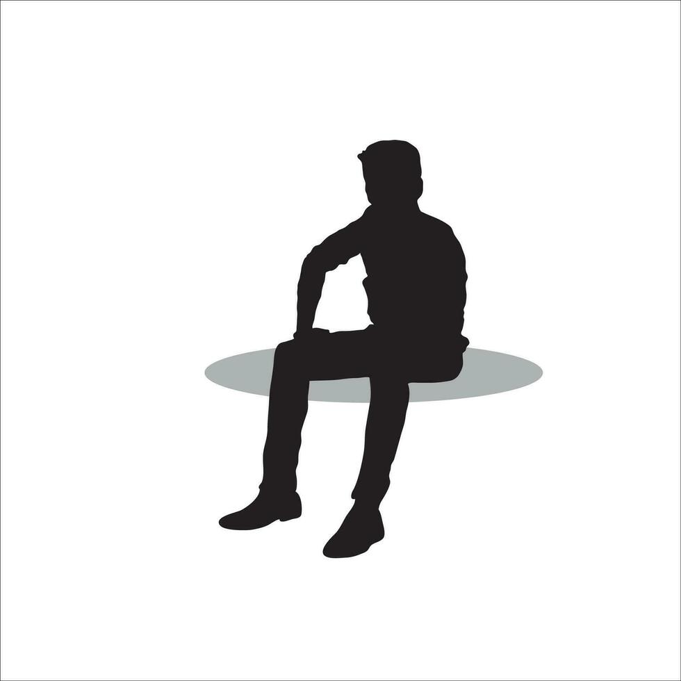 Men sitting silhouette vector