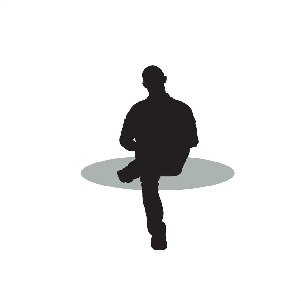 Men sitting silhouette vector