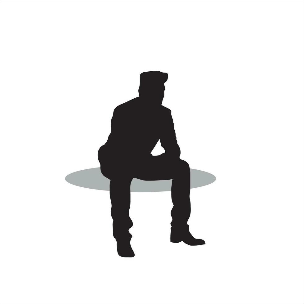 Men sitting silhouette vector