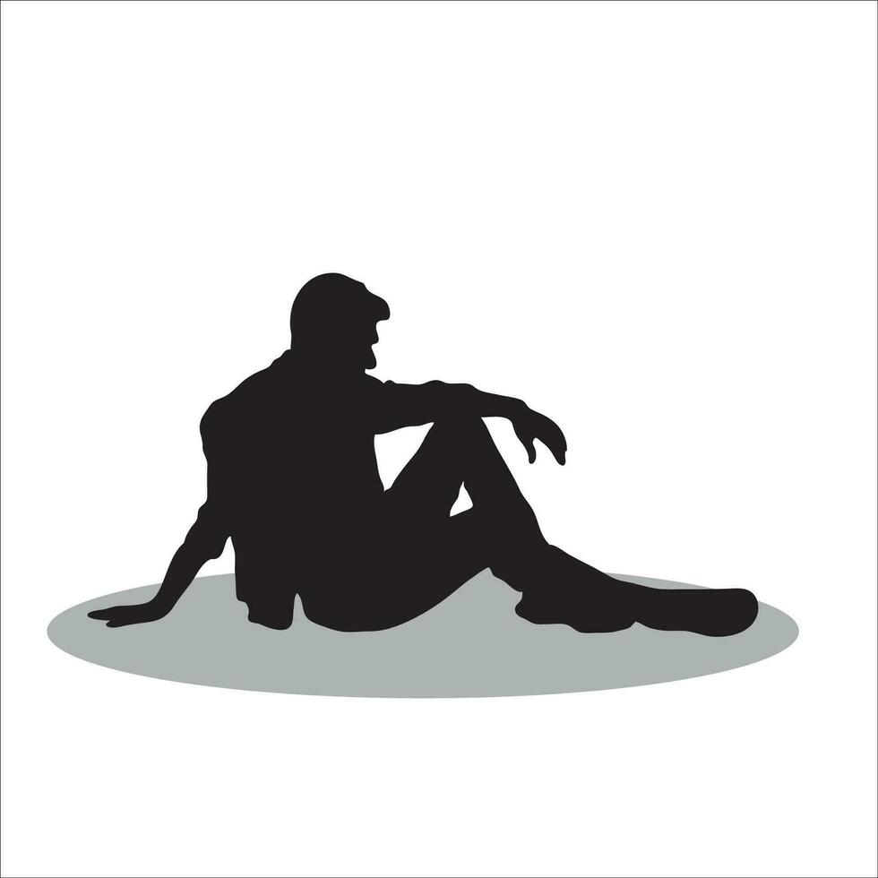 Men sitting silhouette vector