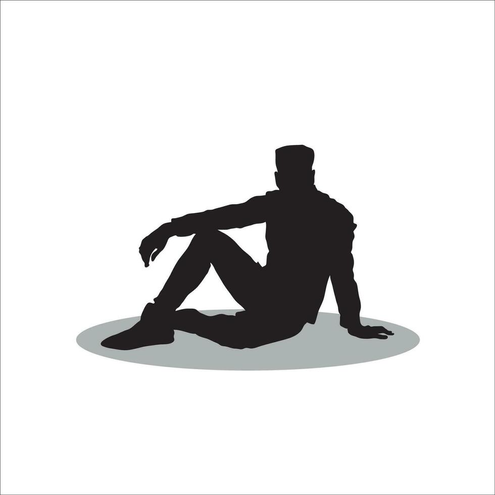 Men sitting silhouette vector