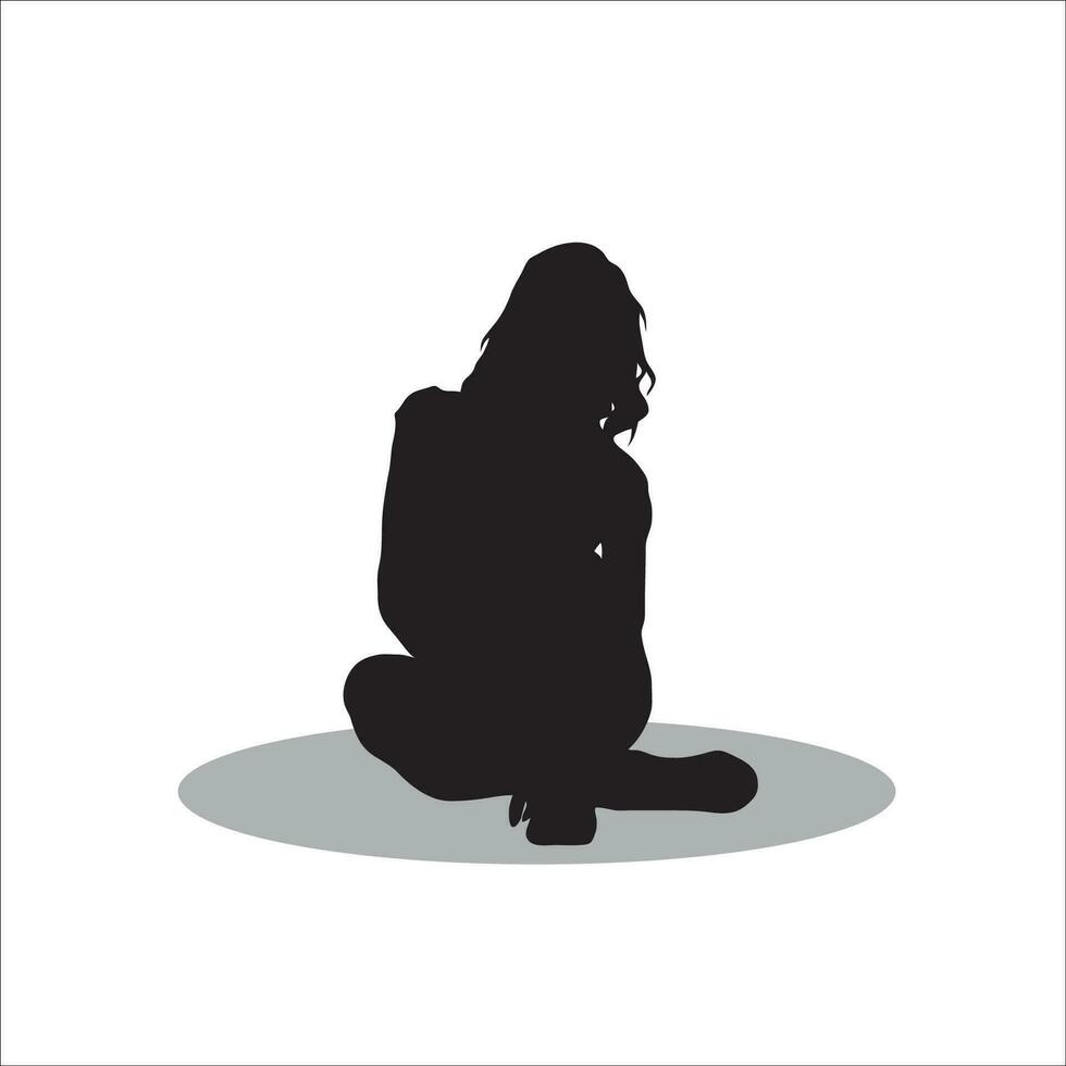 Women sitting silhouette vector