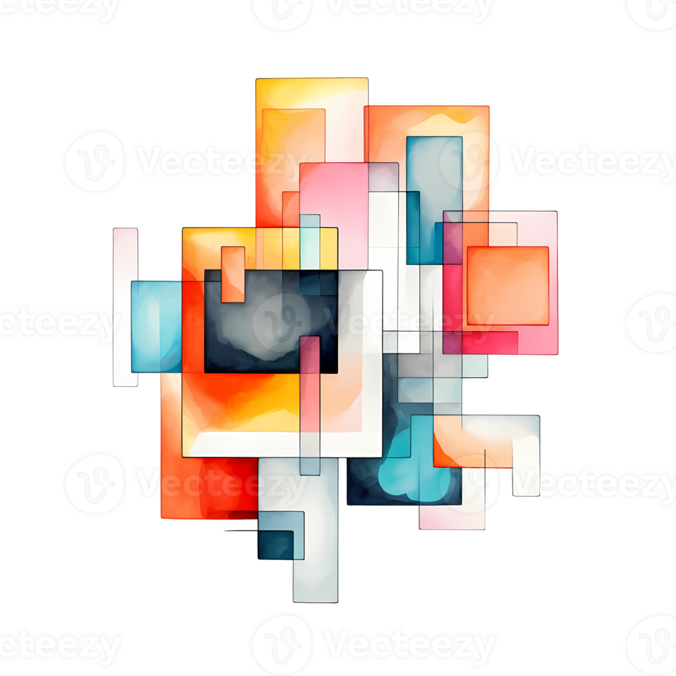 Ai generated abstract geometric shapes on transparent background png