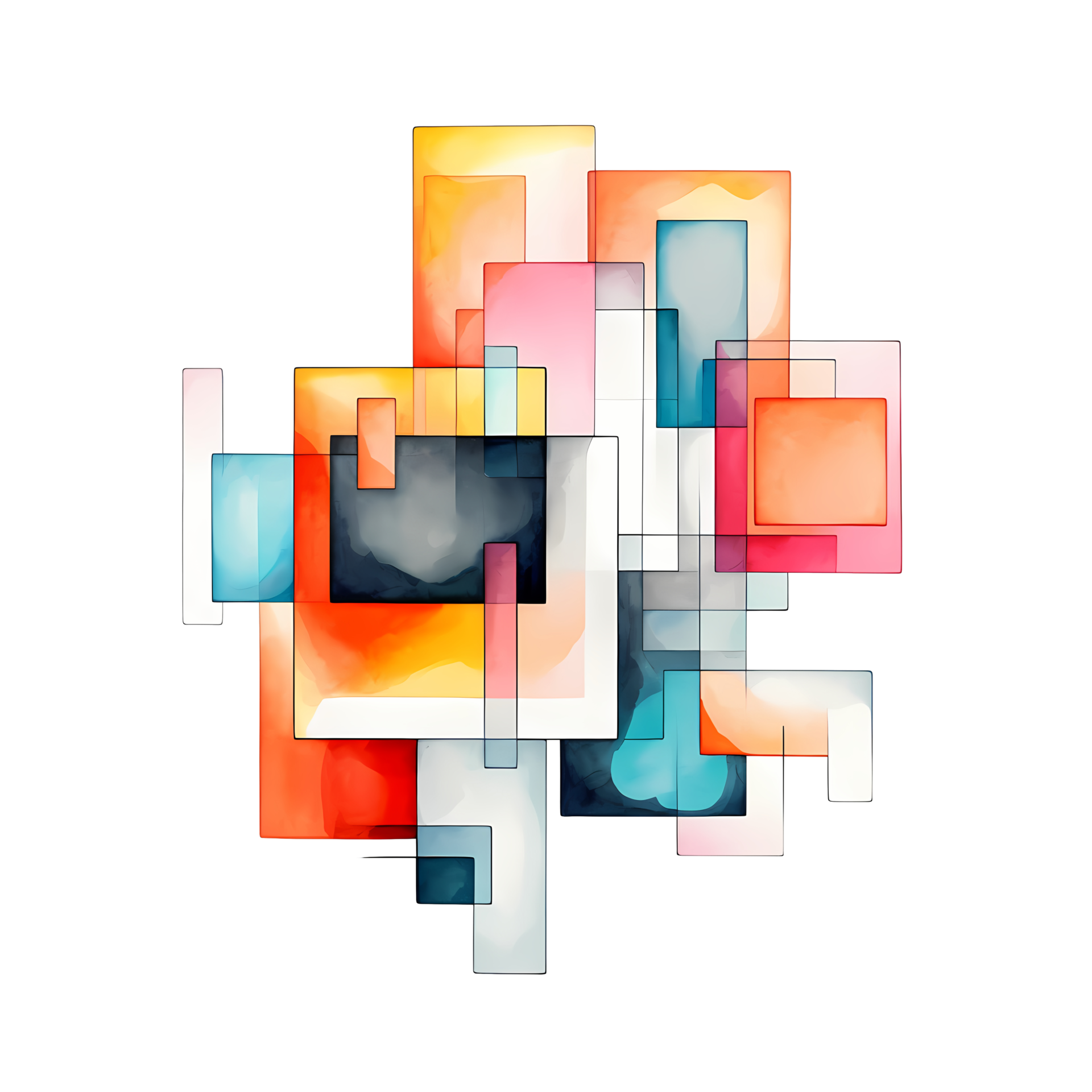 Ai generated abstract geometric shapes on transparent background