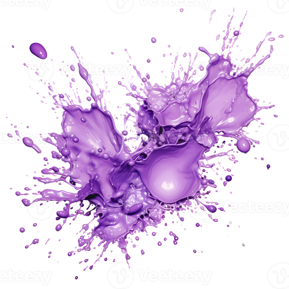 Ai generated purple paint splatter on transparent background png