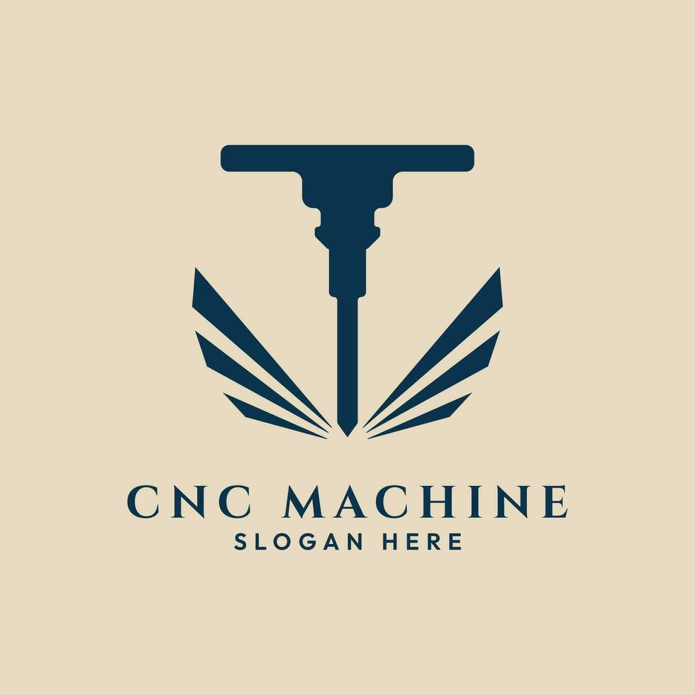 cnc máquina moderno tecnología fábrica logo diseño modelo vector ilustración diseño