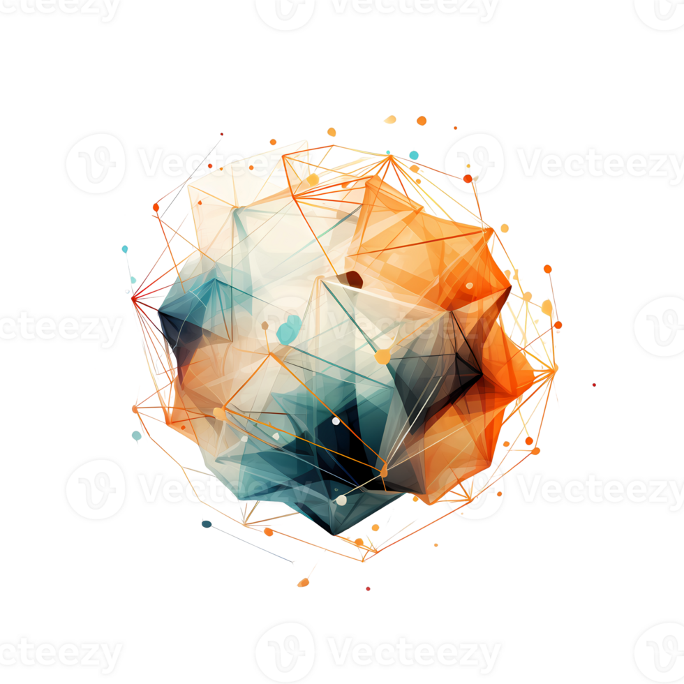 ai gerado abstrato geométrico esfera com linhas e pontos png