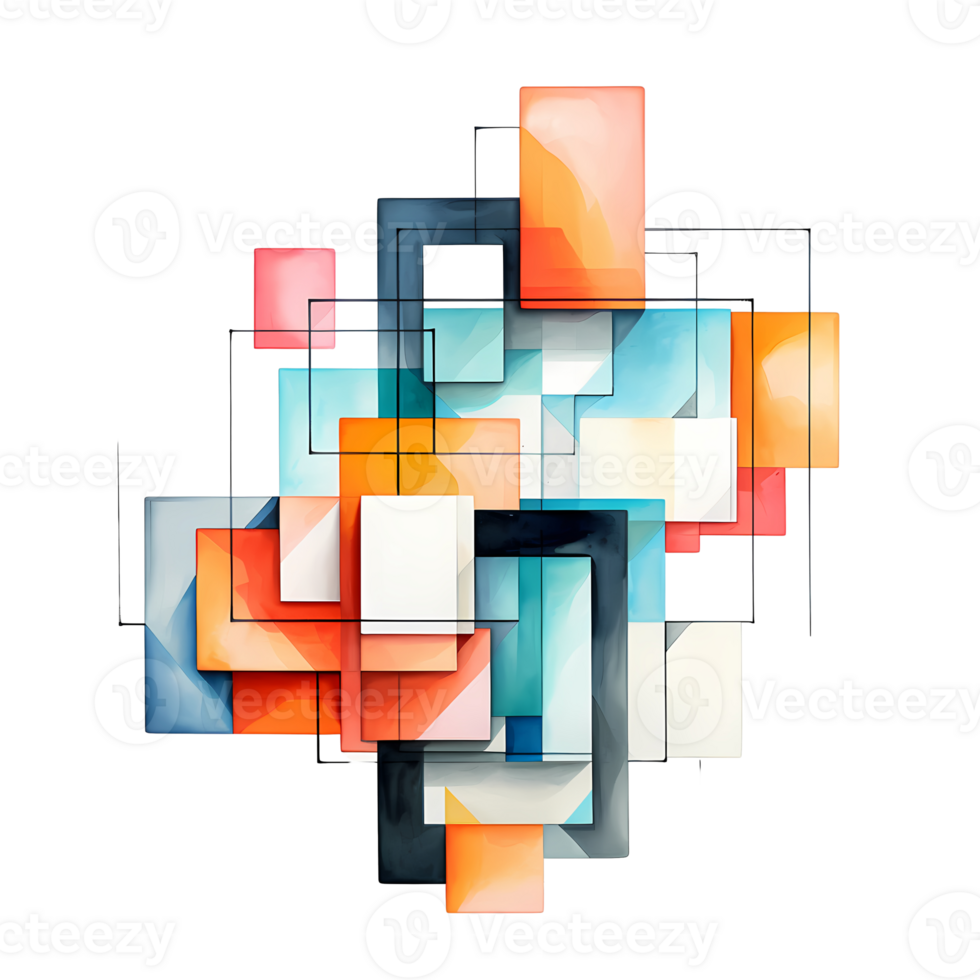 Ai generated abstract geometric shapes on transparent background png