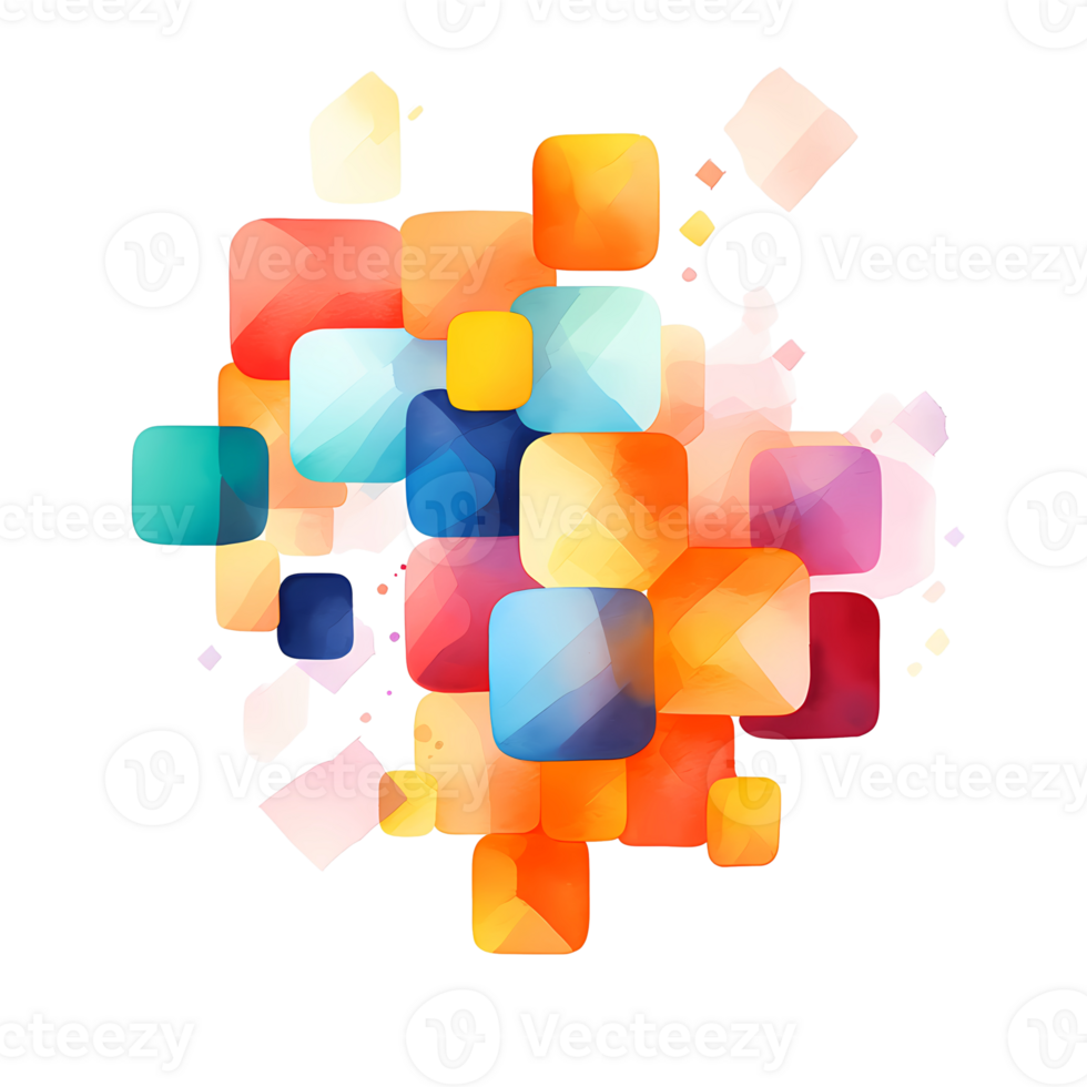 Ai generated abstract colorful squares on transparent background png